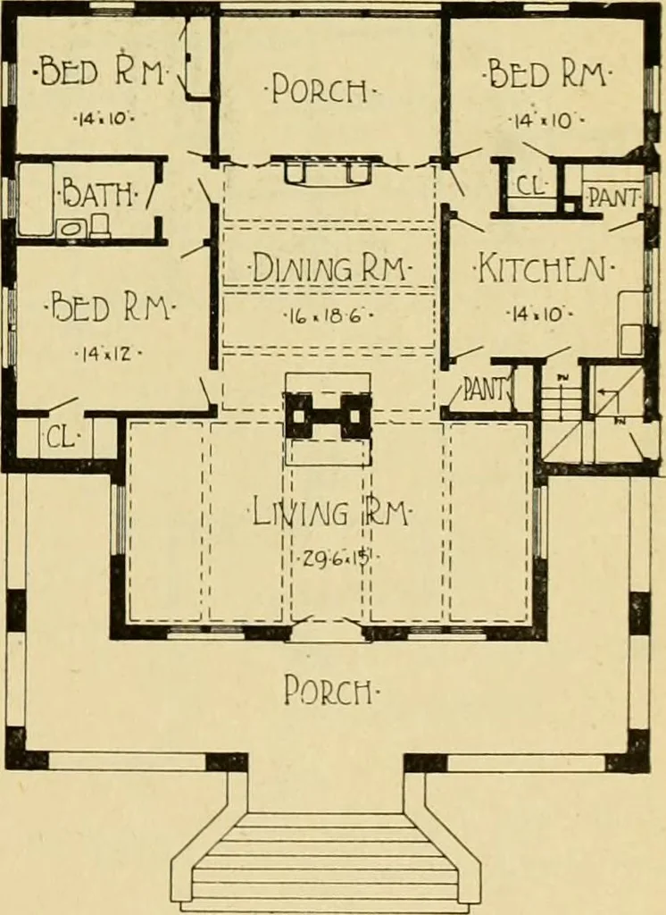 An illustration from Radford's artistic bungalows : unique collection of 208 designs, best modern ideas in bungalow architecture., 1908, leaf 124