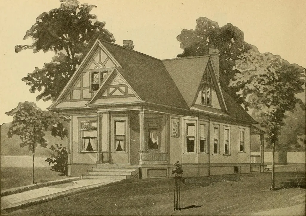 An illustration from Radford's artistic bungalows : unique collection of 208 designs, best modern ideas in bungalow architecture., 1908, leaf 129