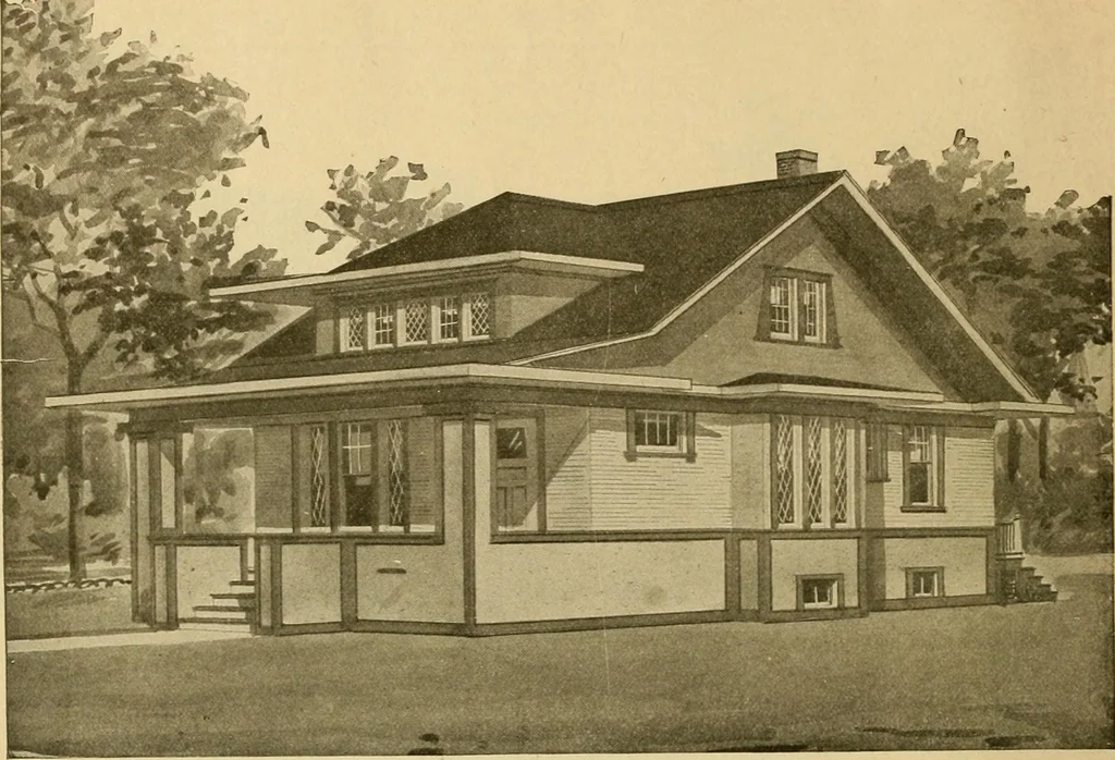 An illustration from Radford's artistic bungalows : unique collection of 208 designs, best modern ideas in bungalow architecture., 1908, leaf 13