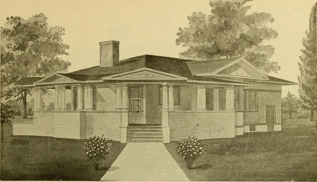An illustration from Radford's artistic bungalows : unique collection of 208 designs, best modern ideas in bungalow architecture., 1908, leaf 130
