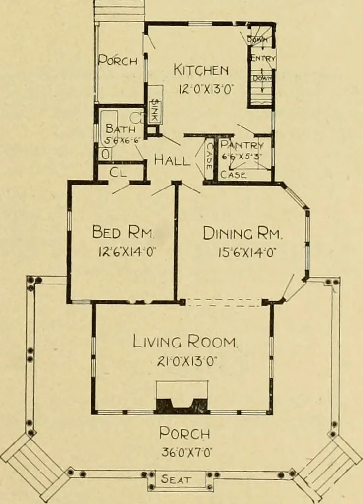 An illustration from Radford's artistic bungalows : unique collection of 208 designs, best modern ideas in bungalow architecture., 1908, leaf 130