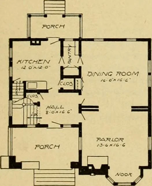 An illustration from Radford's artistic bungalows : unique collection of 208 designs, best modern ideas in bungalow architecture., 1908, leaf 138