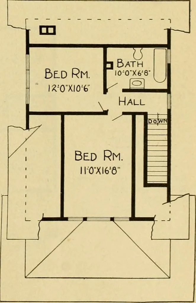 An illustration from Radford's artistic bungalows : unique collection of 208 designs, best modern ideas in bungalow architecture., 1908, leaf 14