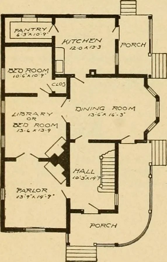 An illustration from Radford's artistic bungalows : unique collection of 208 designs, best modern ideas in bungalow architecture., 1908, leaf 145