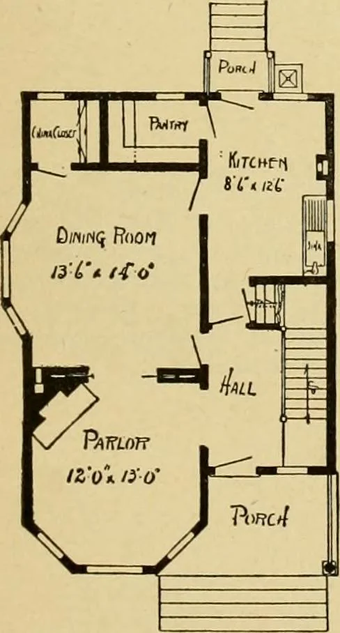 An illustration from Radford's artistic bungalows : unique collection of 208 designs, best modern ideas in bungalow architecture., 1908, leaf 146