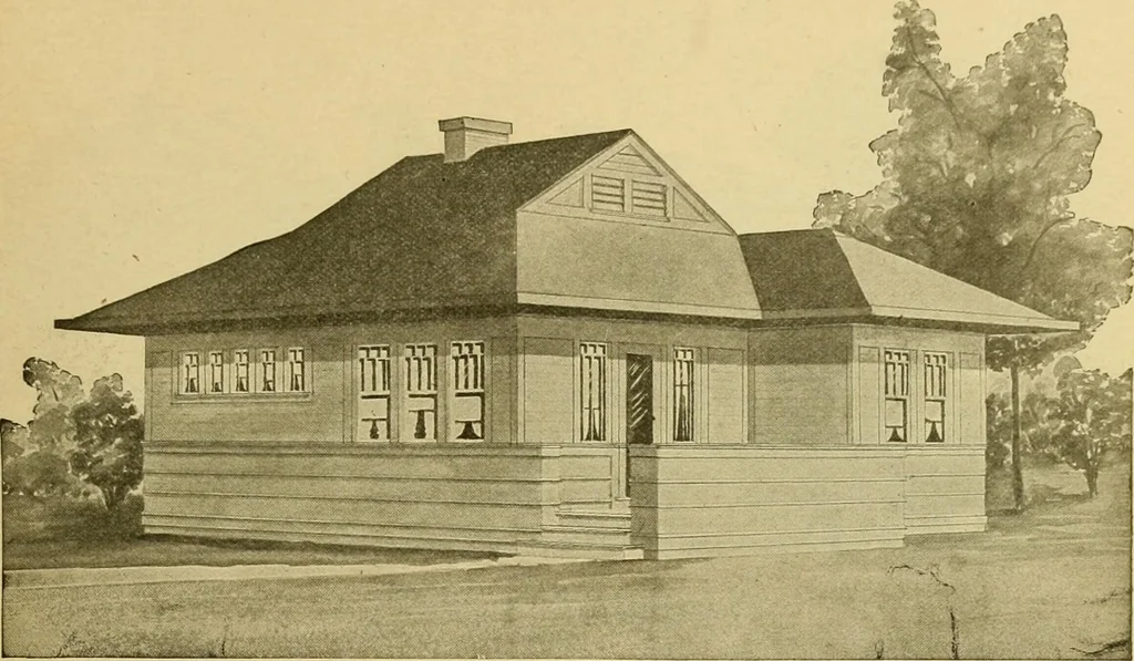 An illustration from Radford's artistic bungalows : unique collection of 208 designs, best modern ideas in bungalow architecture., 1908, leaf 148