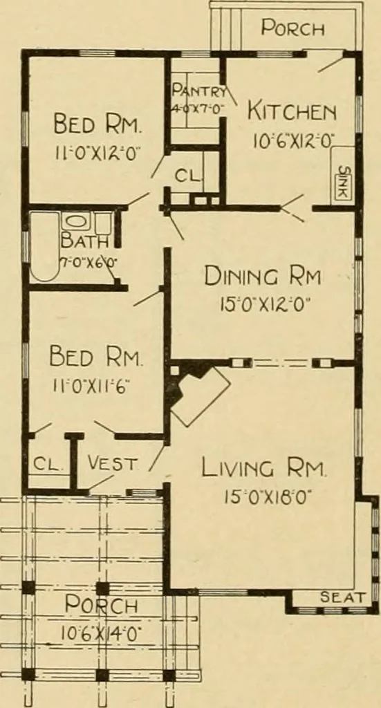 An illustration from Radford's artistic bungalows : unique collection of 208 designs, best modern ideas in bungalow architecture., 1908, leaf 149