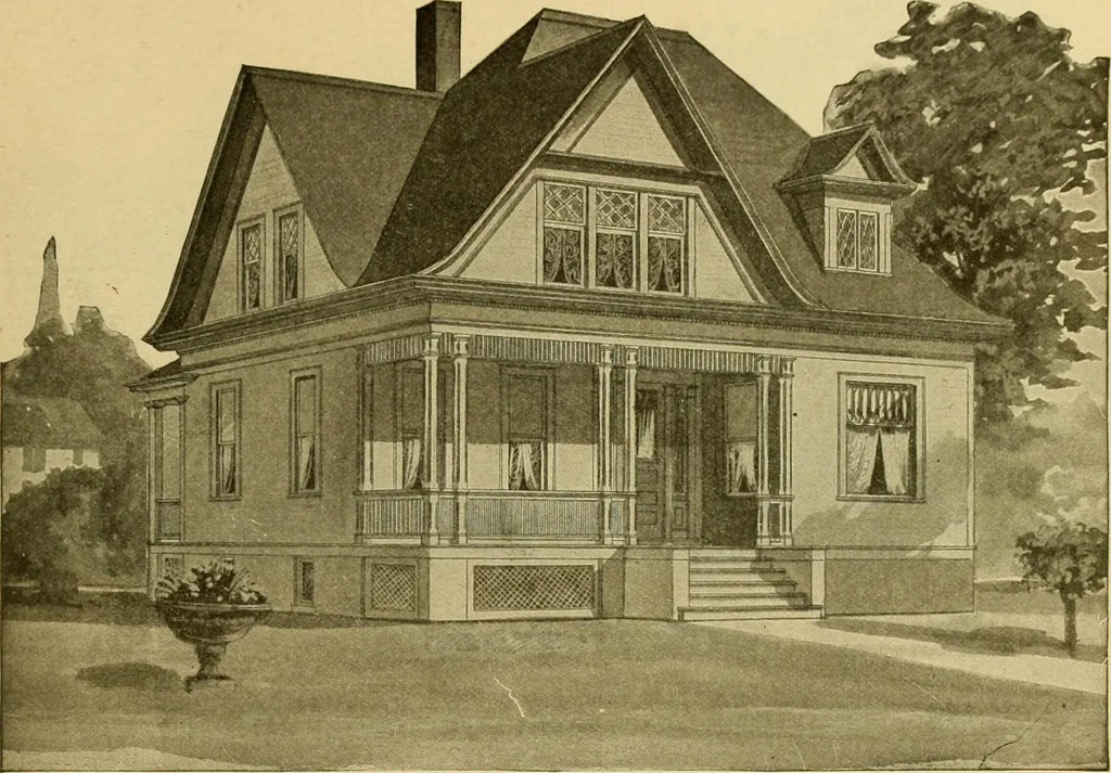 An illustration from Radford's artistic bungalows : unique collection of 208 designs, best modern ideas in bungalow architecture., 1908, leaf 152
