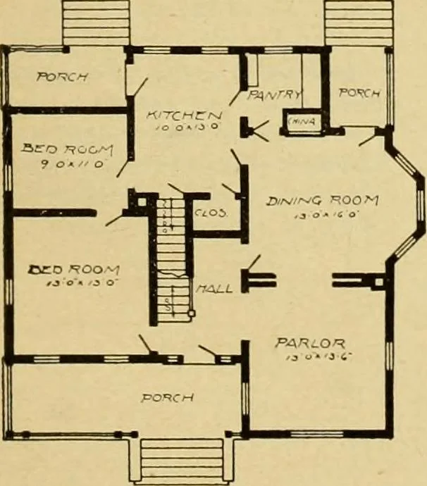 An illustration from Radford's artistic bungalows : unique collection of 208 designs, best modern ideas in bungalow architecture., 1908, leaf 152