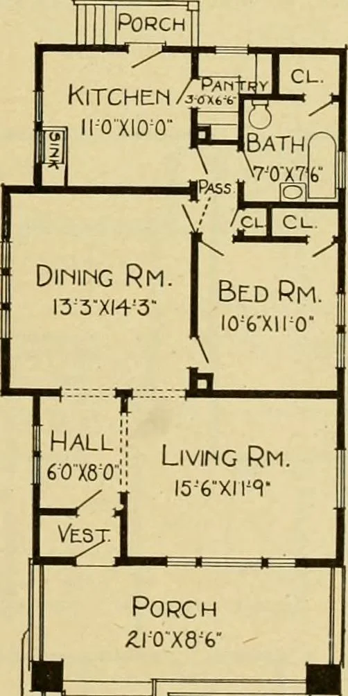 An illustration from Radford's artistic bungalows : unique collection of 208 designs, best modern ideas in bungalow architecture., 1908, leaf 154