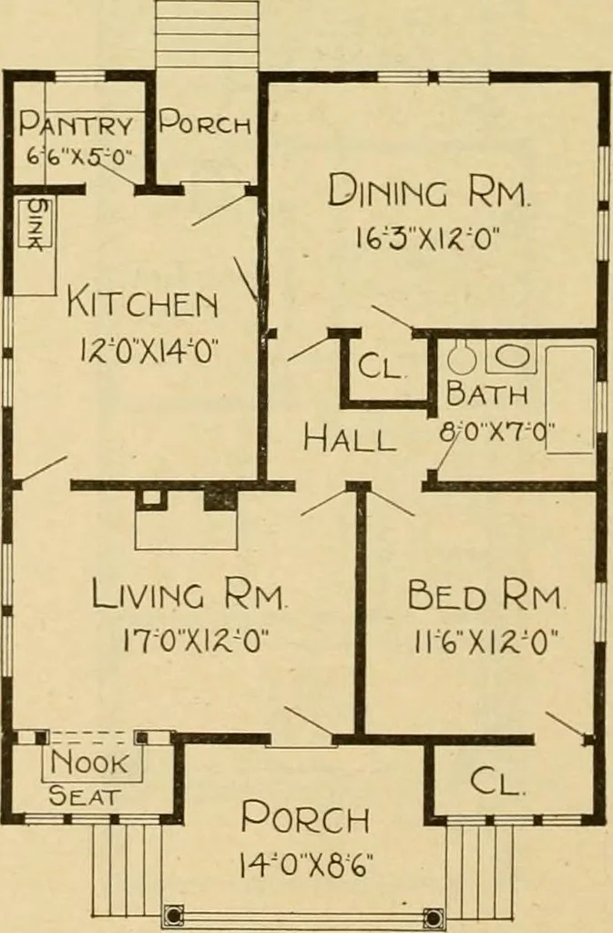 An illustration from Radford's artistic bungalows : unique collection of 208 designs, best modern ideas in bungalow architecture., 1908, leaf 155