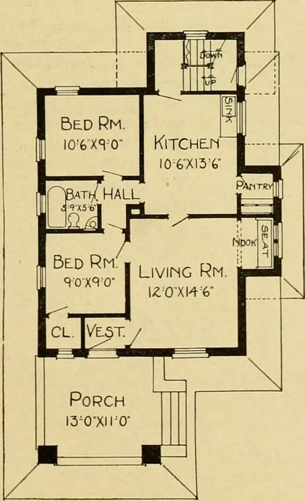 An illustration from Radford's artistic bungalows : unique collection of 208 designs, best modern ideas in bungalow architecture., 1908, leaf 156