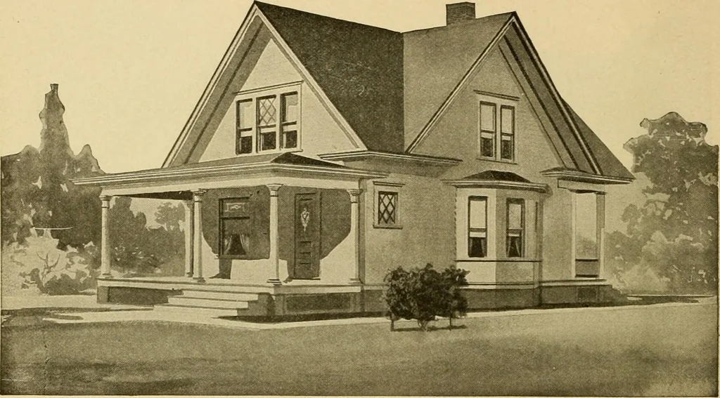 An illustration from Radford's artistic bungalows : unique collection of 208 designs, best modern ideas in bungalow architecture., 1908, leaf 157