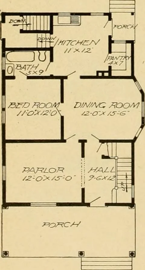 An illustration from Radford's artistic bungalows : unique collection of 208 designs, best modern ideas in bungalow architecture., 1908, leaf 157