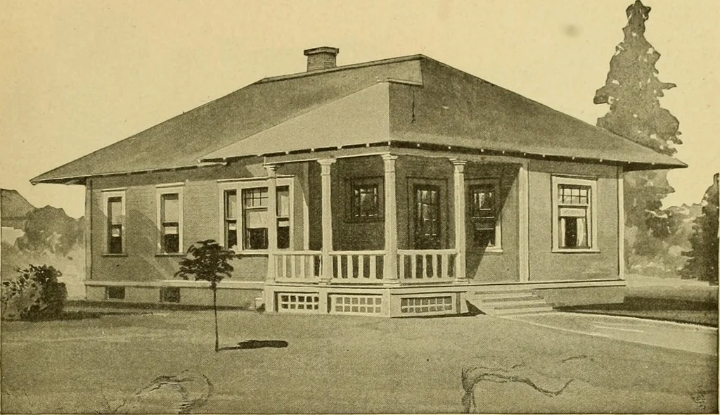 An illustration from Radford's artistic bungalows : unique collection of 208 designs, best modern ideas in bungalow architecture., 1908, leaf 158