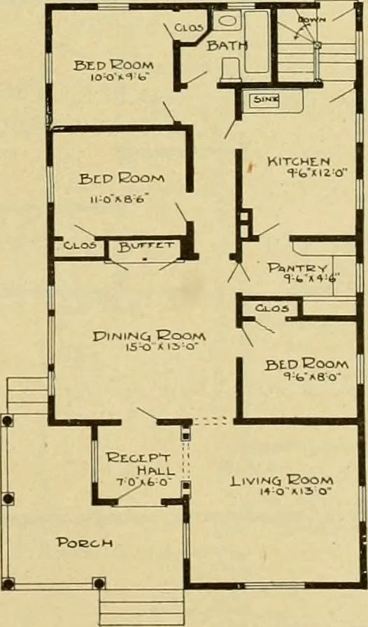 An illustration from Radford's artistic bungalows : unique collection of 208 designs, best modern ideas in bungalow architecture., 1908, leaf 158