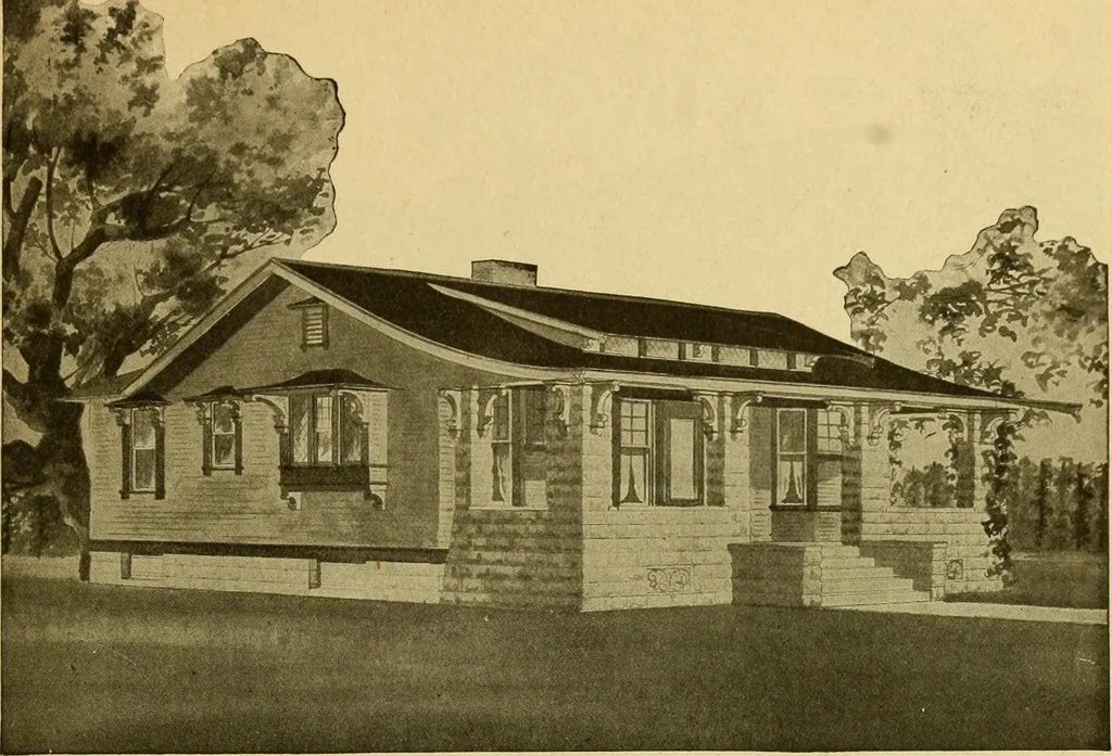 An illustration from Radford's artistic bungalows : unique collection of 208 designs, best modern ideas in bungalow architecture., 1908, leaf 16