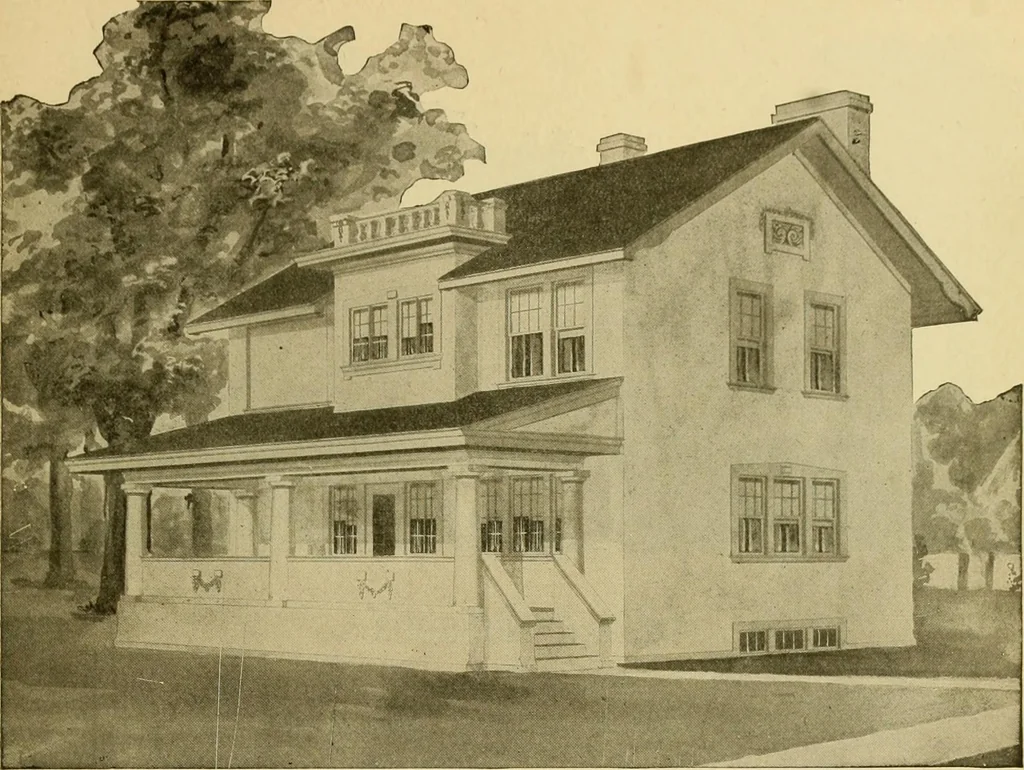 An illustration from Radford's artistic bungalows : unique collection of 208 designs, best modern ideas in bungalow architecture., 1908, leaf 164