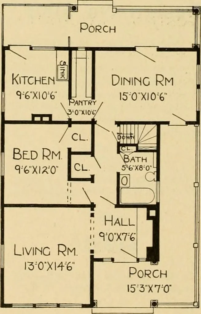 An illustration from Radford's artistic bungalows : unique collection of 208 designs, best modern ideas in bungalow architecture., 1908, leaf 165