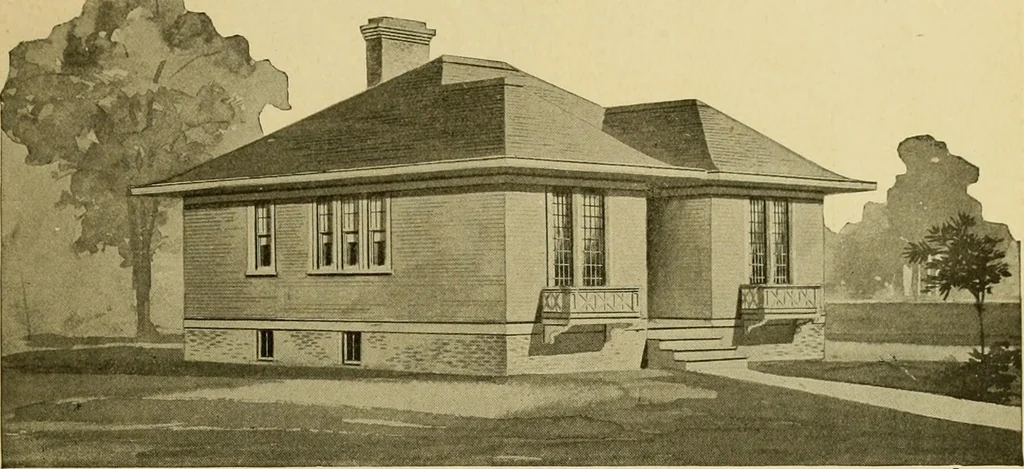 An illustration from Radford's artistic bungalows : unique collection of 208 designs, best modern ideas in bungalow architecture., 1908, leaf 168
