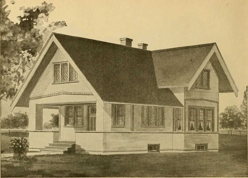 An illustration from Radford's artistic bungalows : unique collection of 208 designs, best modern ideas in bungalow architecture., 1908, leaf 17