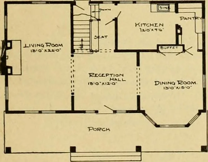 An illustration from Radford's artistic bungalows : unique collection of 208 designs, best modern ideas in bungalow architecture., 1908, leaf 172