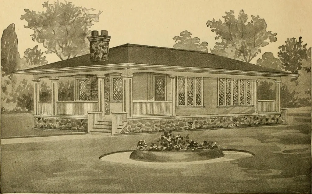 An illustration from Radford's artistic bungalows : unique collection of 208 designs, best modern ideas in bungalow architecture., 1908, leaf 173