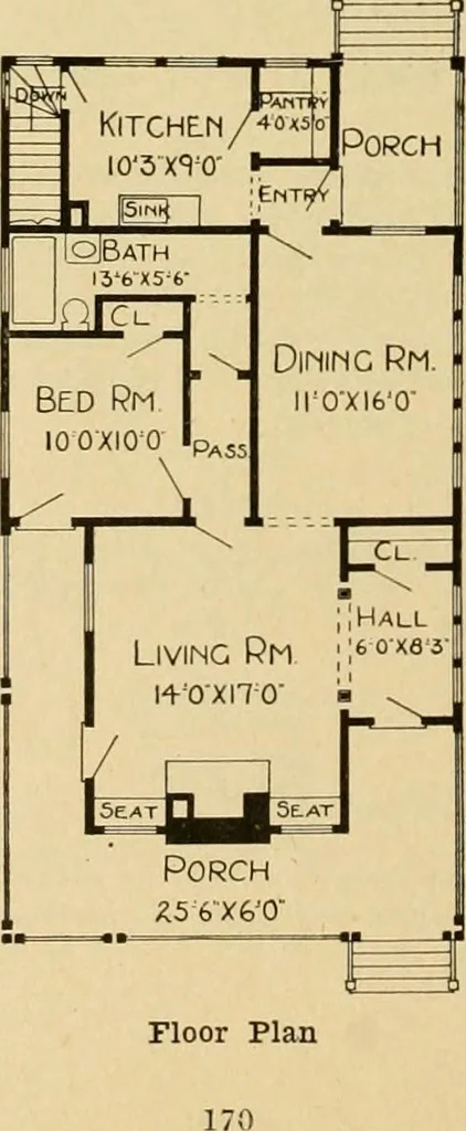 An illustration from Radford's artistic bungalows : unique collection of 208 designs, best modern ideas in bungalow architecture., 1908, leaf 173