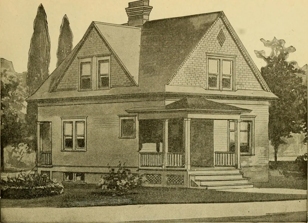 An illustration from Radford's artistic bungalows : unique collection of 208 designs, best modern ideas in bungalow architecture., 1908, leaf 176