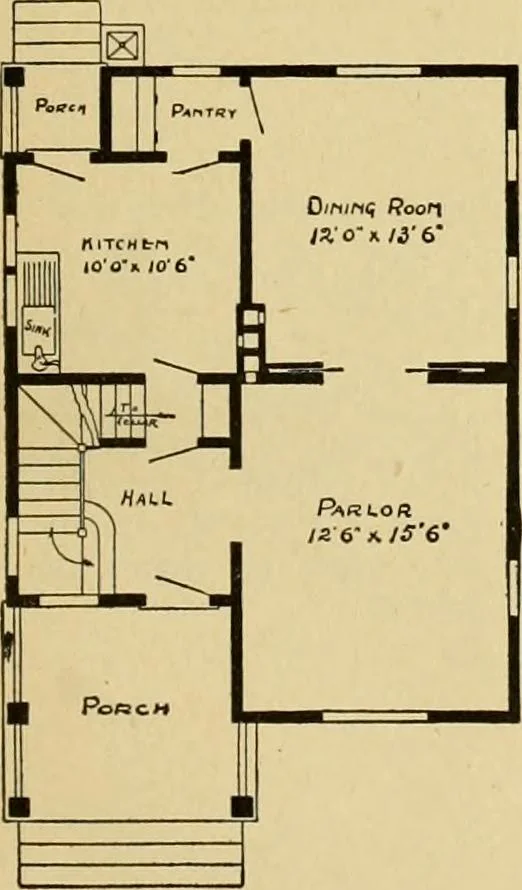 An illustration from Radford's artistic bungalows : unique collection of 208 designs, best modern ideas in bungalow architecture., 1908, leaf 176