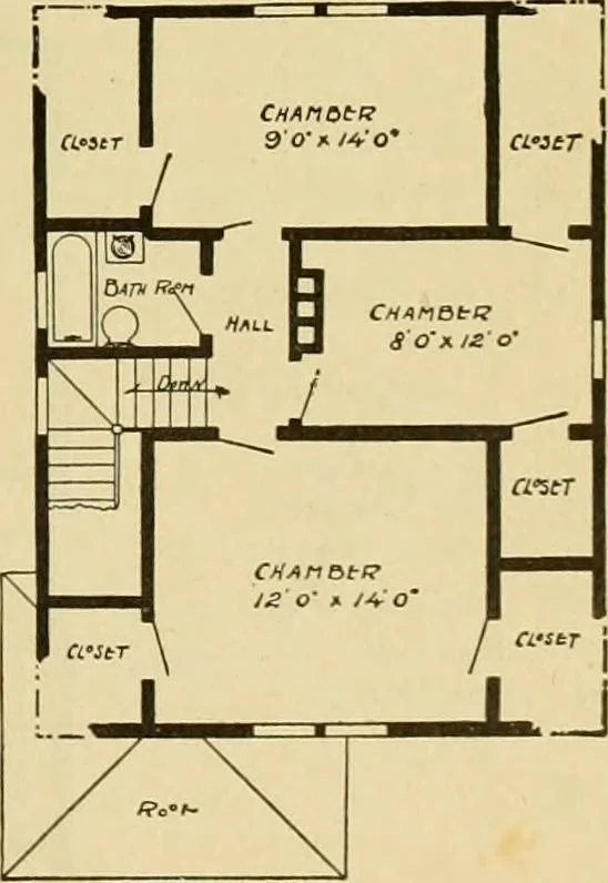 An illustration from Radford's artistic bungalows : unique collection of 208 designs, best modern ideas in bungalow architecture., 1908, leaf 176
