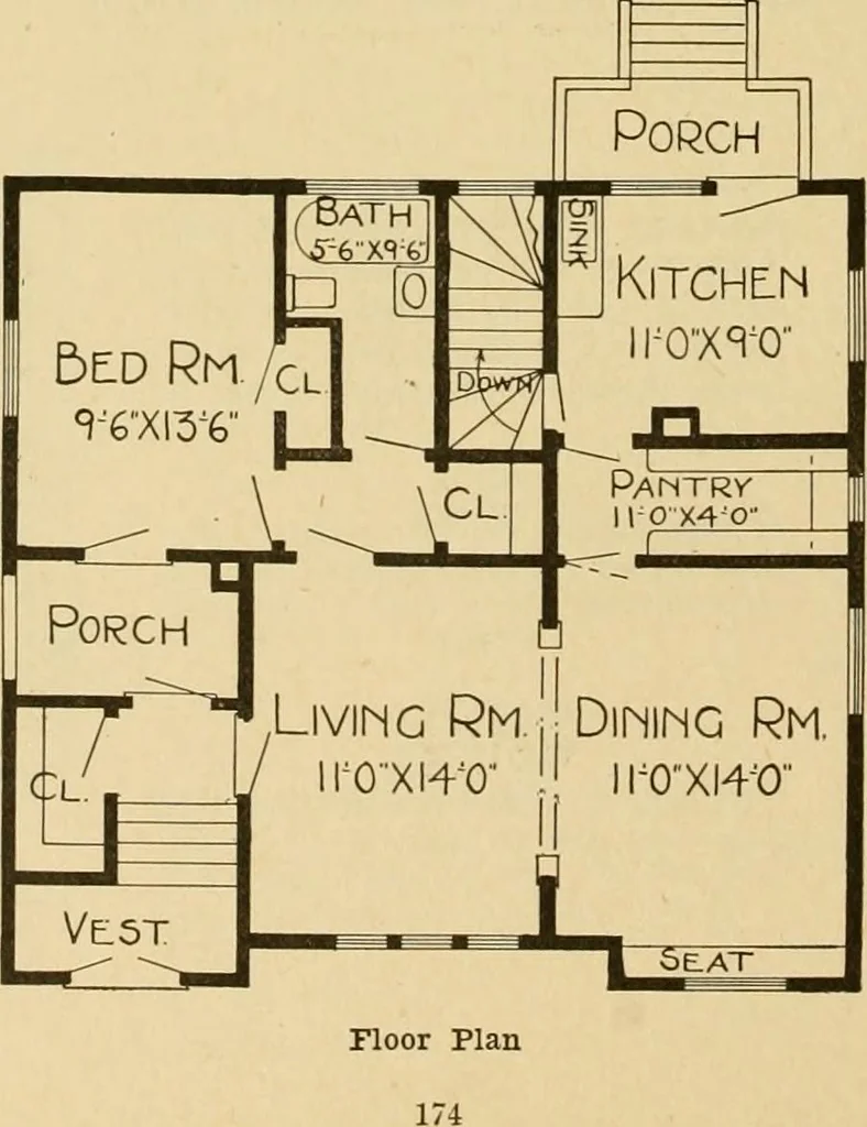 An illustration from Radford's artistic bungalows : unique collection of 208 designs, best modern ideas in bungalow architecture., 1908, leaf 177