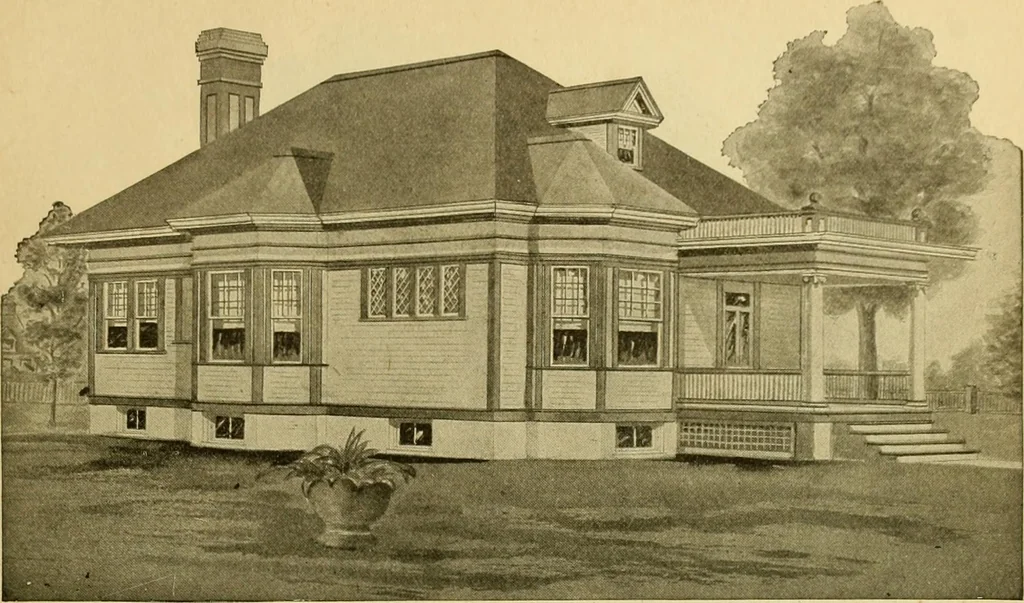 An illustration from Radford's artistic bungalows : unique collection of 208 designs, best modern ideas in bungalow architecture., 1908, leaf 178