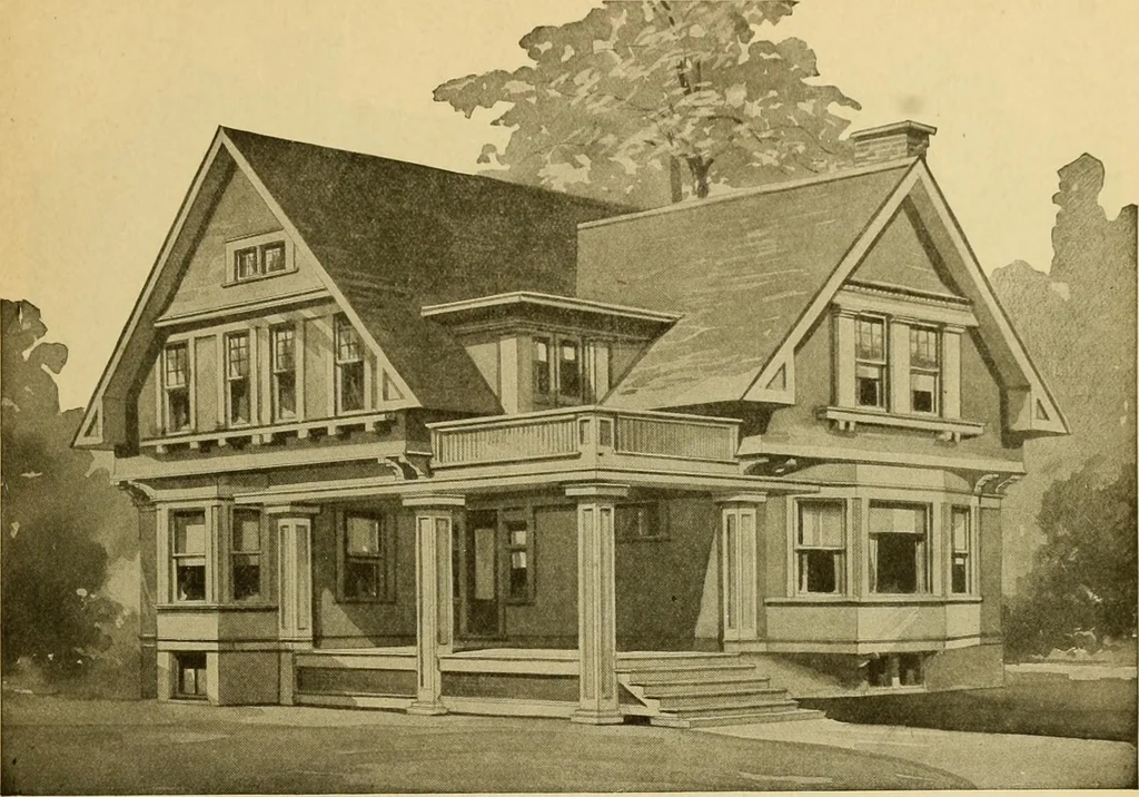 An illustration from Radford's artistic bungalows : unique collection of 208 designs, best modern ideas in bungalow architecture., 1908, leaf 18