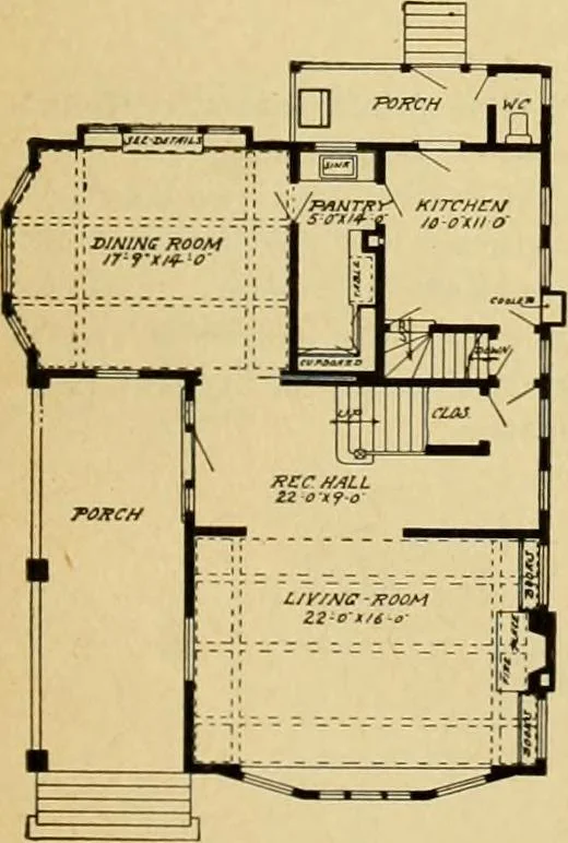 An illustration from Radford's artistic bungalows : unique collection of 208 designs, best modern ideas in bungalow architecture., 1908, leaf 18
