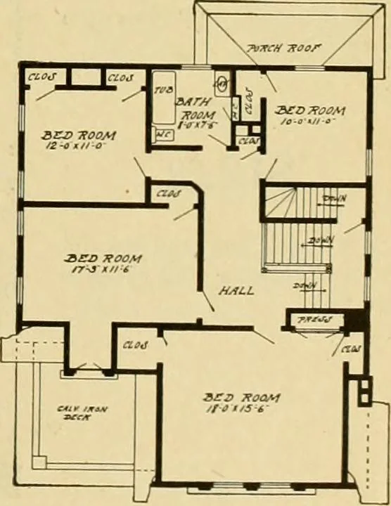 An illustration from Radford's artistic bungalows : unique collection of 208 designs, best modern ideas in bungalow architecture., 1908, leaf 18