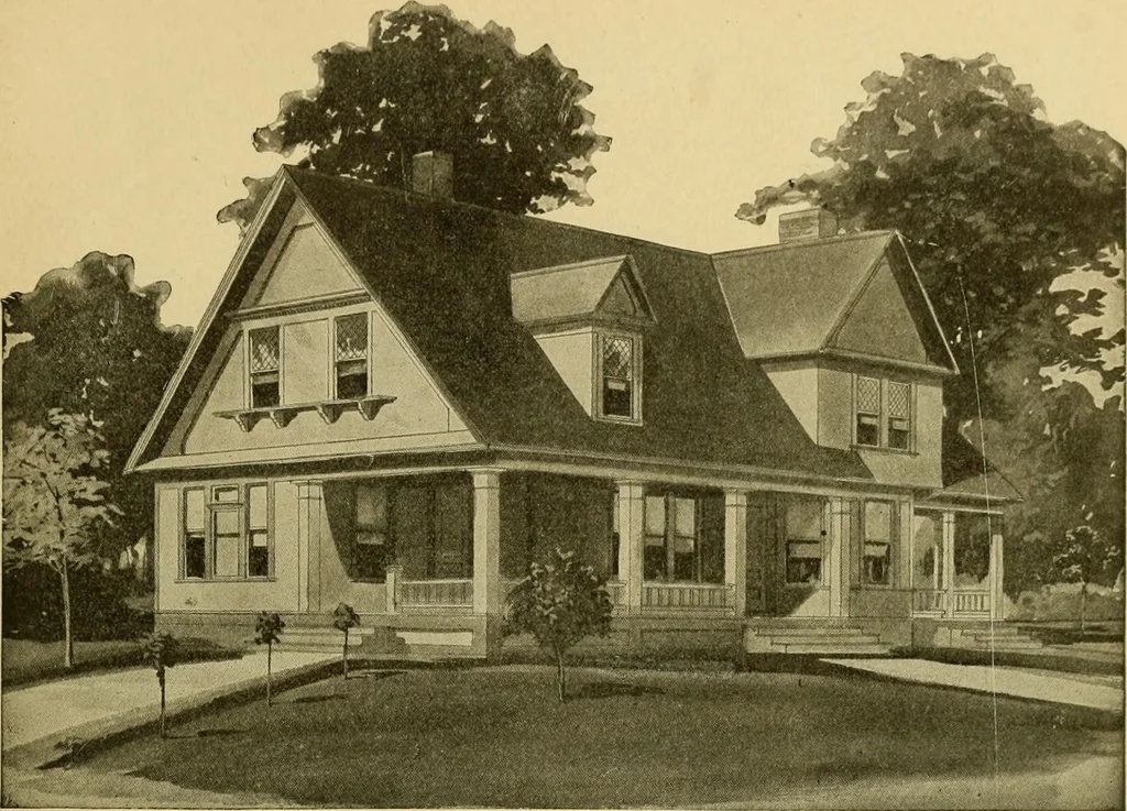 An illustration from Radford's artistic bungalows : unique collection of 208 designs, best modern ideas in bungalow architecture., 1908, leaf 180