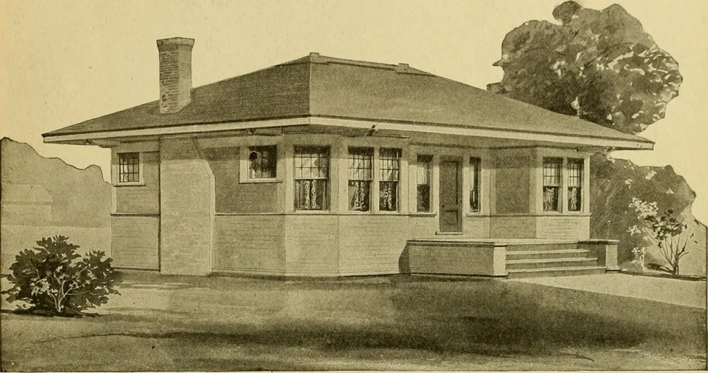 An illustration from Radford's artistic bungalows : unique collection of 208 designs, best modern ideas in bungalow architecture., 1908, leaf 182