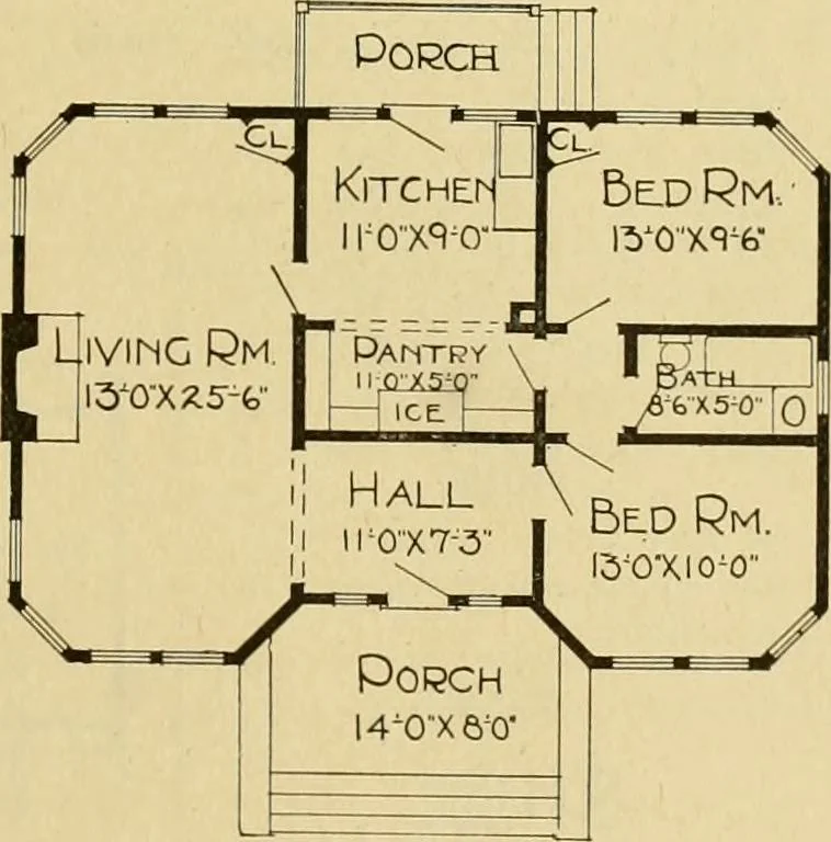An illustration from Radford's artistic bungalows : unique collection of 208 designs, best modern ideas in bungalow architecture., 1908, leaf 182
