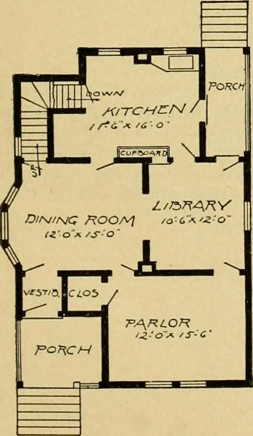 An illustration from Radford's artistic bungalows : unique collection of 208 designs, best modern ideas in bungalow architecture., 1908, leaf 184