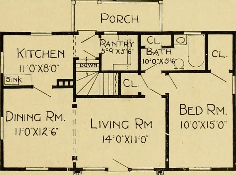An illustration from Radford's artistic bungalows : unique collection of 208 designs, best modern ideas in bungalow architecture., 1908, leaf 194