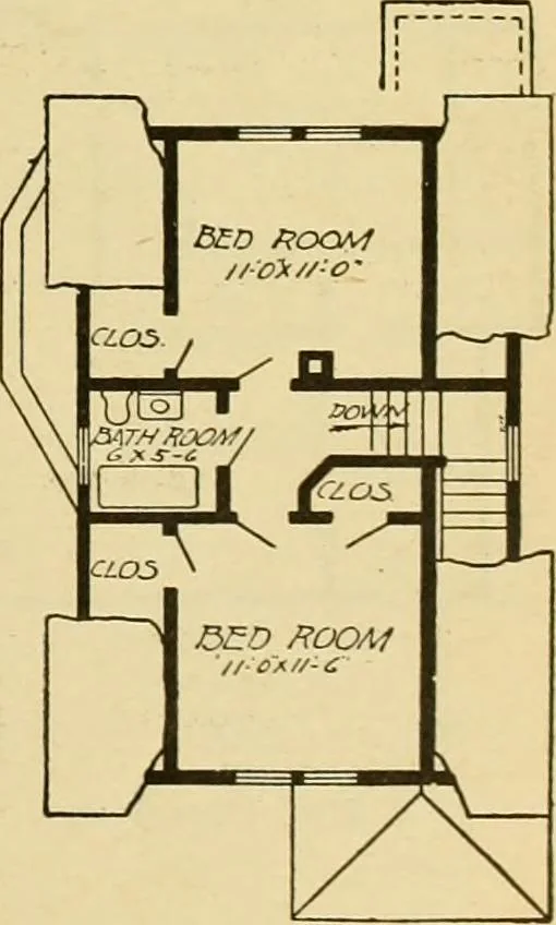An illustration from Radford's artistic bungalows : unique collection of 208 designs, best modern ideas in bungalow architecture., 1908, leaf 198