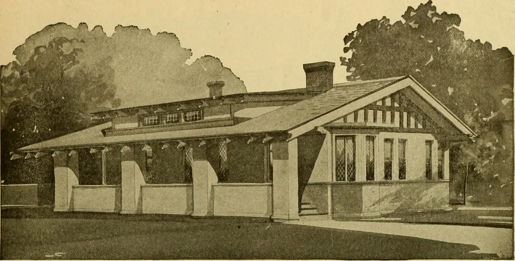 An illustration from Radford's artistic bungalows : unique collection of 208 designs, best modern ideas in bungalow architecture., 1908, leaf 20