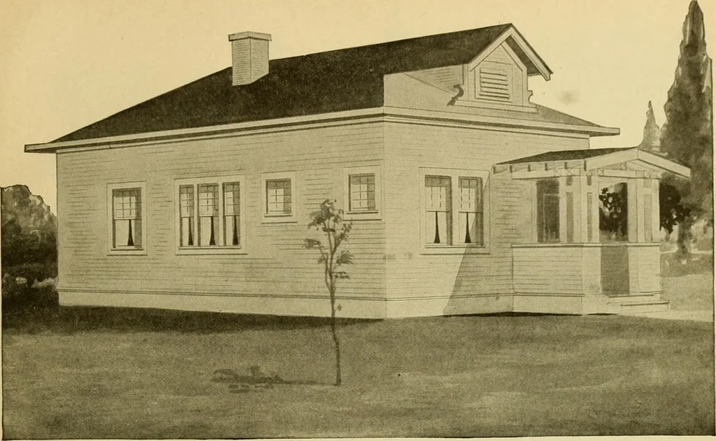 An illustration from Radford's artistic bungalows : unique collection of 208 designs, best modern ideas in bungalow architecture., 1908, leaf 200