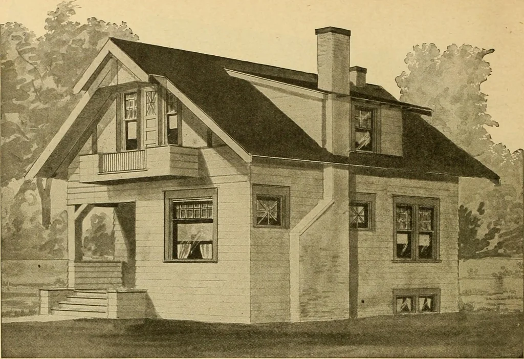 An illustration from Radford's artistic bungalows : unique collection of 208 designs, best modern ideas in bungalow architecture., 1908, leaf 201