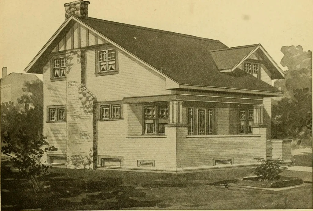 An illustration from Radford's artistic bungalows : unique collection of 208 designs, best modern ideas in bungalow architecture., 1908, leaf 208
