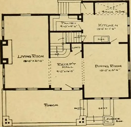 An illustration from Radford's artistic bungalows : unique collection of 208 designs, best modern ideas in bungalow architecture., 1908, leaf 208