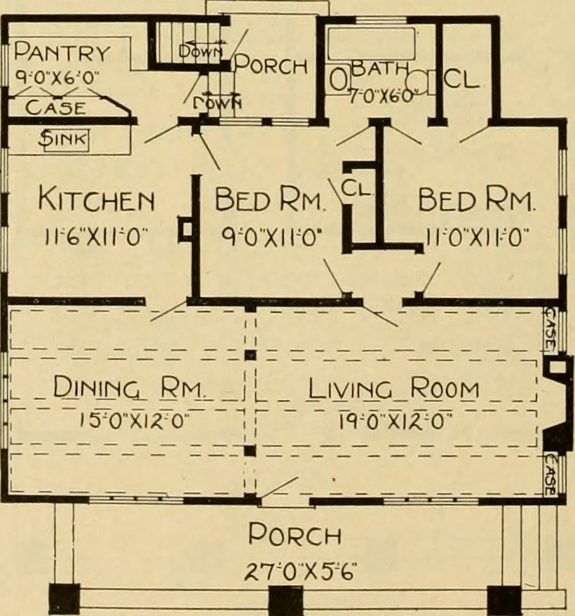 An illustration from Radford's artistic bungalows : unique collection of 208 designs, best modern ideas in bungalow architecture., 1908, leaf 21