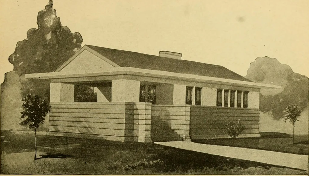 An illustration from Radford's artistic bungalows : unique collection of 208 designs, best modern ideas in bungalow architecture., 1908, leaf 210