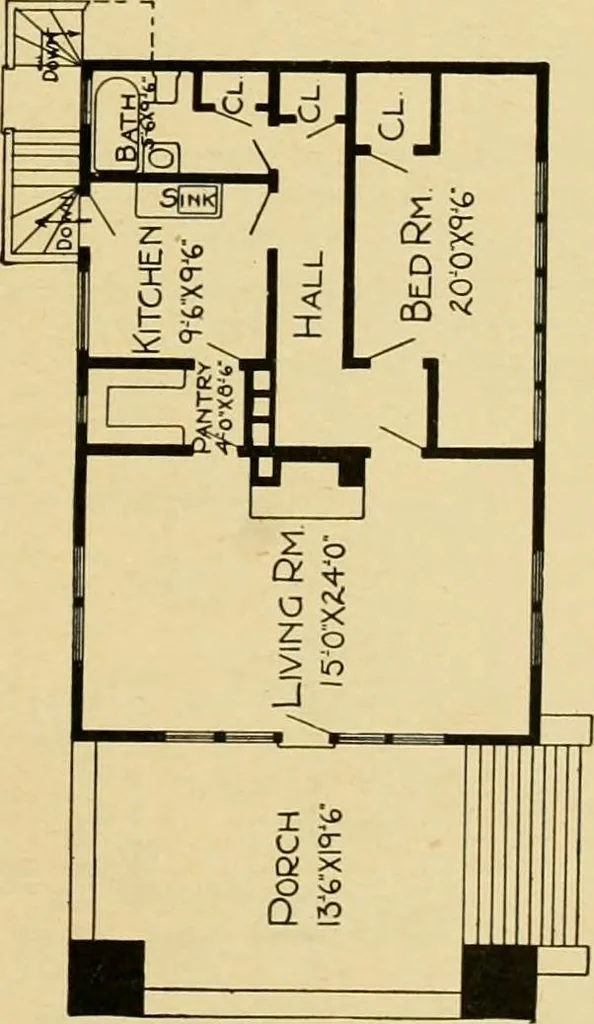 An illustration from Radford's artistic bungalows : unique collection of 208 designs, best modern ideas in bungalow architecture., 1908, leaf 210